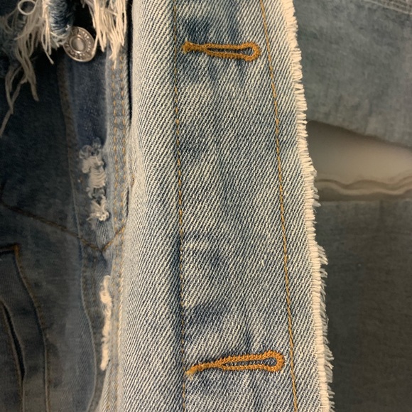 KKFS Ripped Jean Jacket, Size Large - Picture 3 of 3